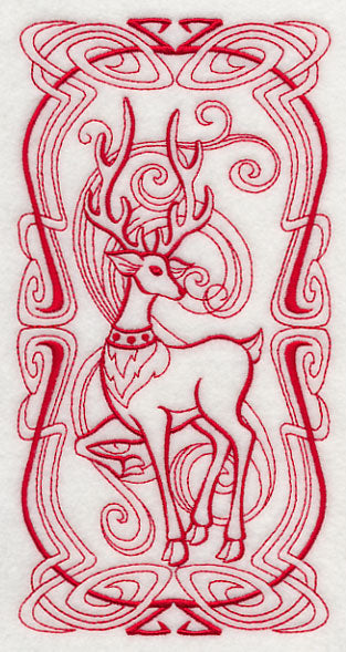 Art Nouveau Reindeer (Redwork)