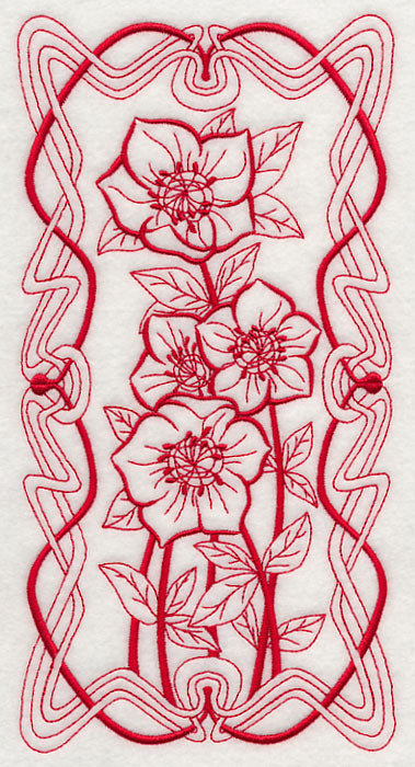 Art Nouveau Lenten Rose (Redwork)