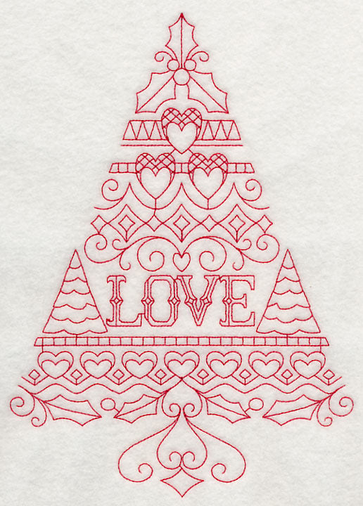 Love Christmas Tree (Redwork)