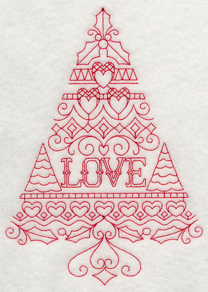 Love Christmas Tree (Redwork)