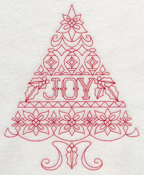 Joy Christmas Tree (Redwork)
