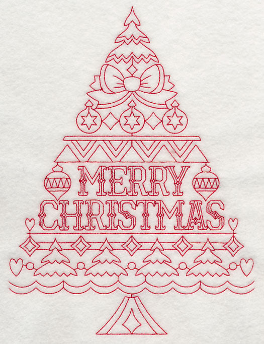 Merry Christmas Tree (Redwork)
