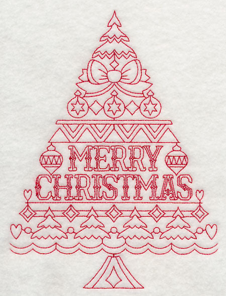 Merry Christmas Tree (Redwork)