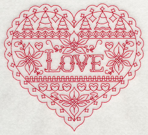 Love Christmas Heart (Redwork)