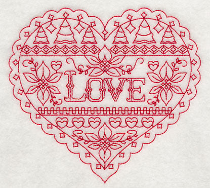 Love Christmas Heart (Redwork)