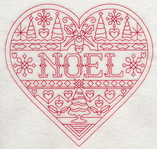 Noel Christmas Heart (Redwork)
