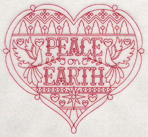 Peace Christmas Heart (Redwork)