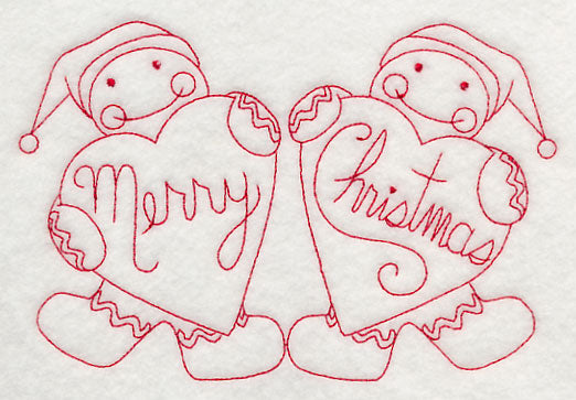 Merry Christmas Gingerbread Men (Redwork)