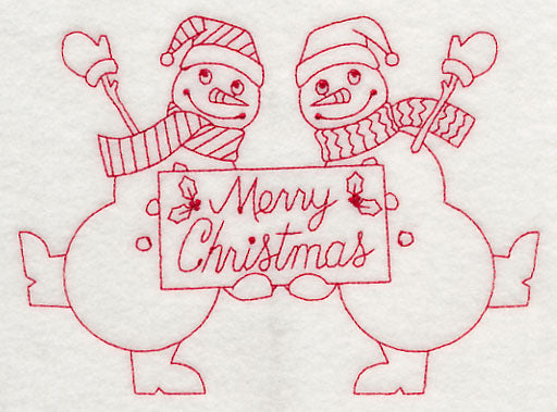 Merry Christmas Snowmen (Redwork)