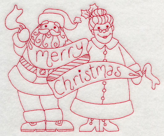 Merry Christmas from Santa and Mrs. Claus (Redwork)
