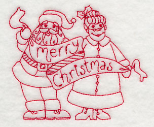 Merry Christmas from Santa and Mrs. Claus (Redwork)