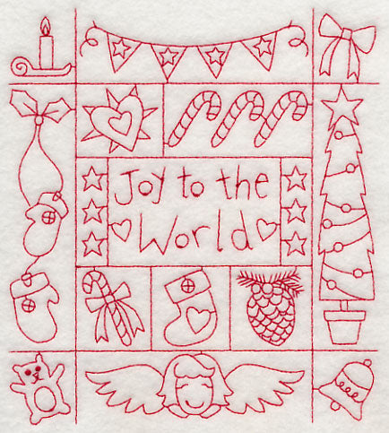 Joy to the World Shadow Box (Redwork)