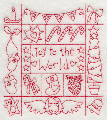 Joy to the World Shadow Box (Redwork)