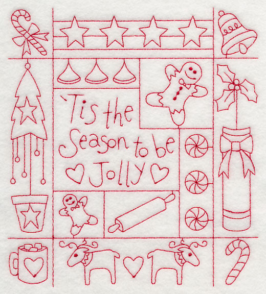 Tis the Season Shadow Box (Redwork)