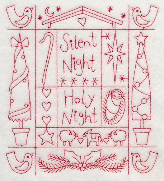 Silent Night Shadow Box (Redwork)