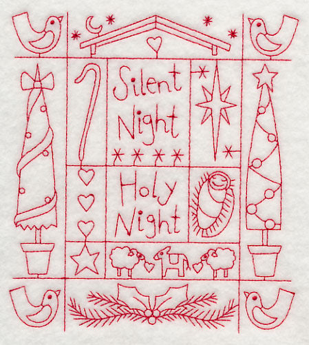 Silent Night Shadow Box (Redwork)