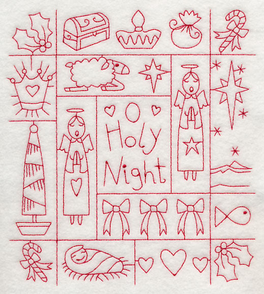 Holy Night Shadow Box (Redwork)