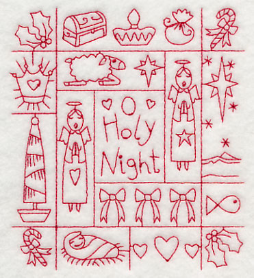 Holy Night Shadow Box (Redwork)