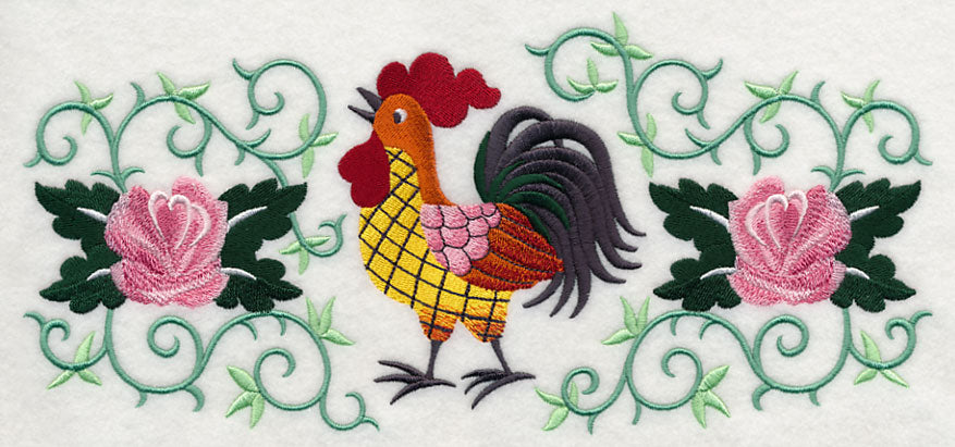 Rooster and Roses Rectangle