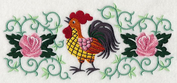 Rooster and Roses Rectangle