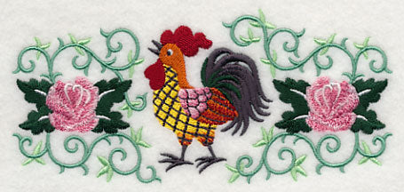 Rooster and Roses Rectangle