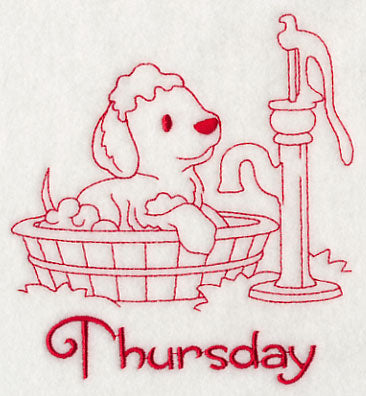 Busy Puppy on Thursday (Redwork)