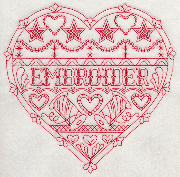 Embroider Heart (Redwork)