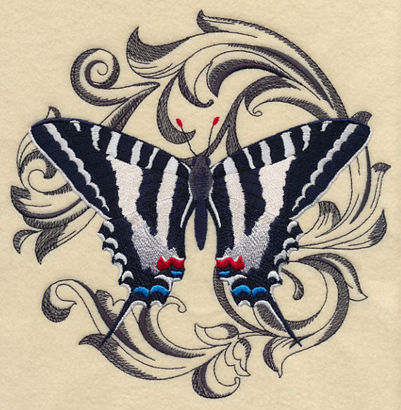 Zebra Swallowtail with Baroque Background