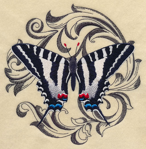 Zebra Swallowtail with Baroque Background