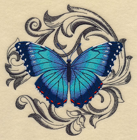 Blue Morpho with Baroque Background