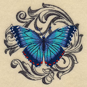 Blue Morpho with Baroque Background