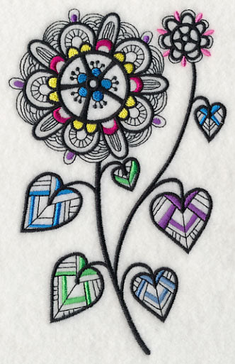 Hearts and Blossoms (Blackwork)