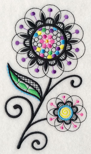 Bubble Gum Blossoms (Blackwork)