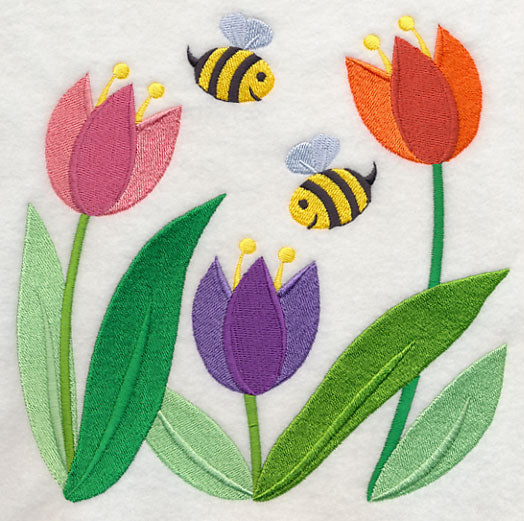 Honeybees in Tulips