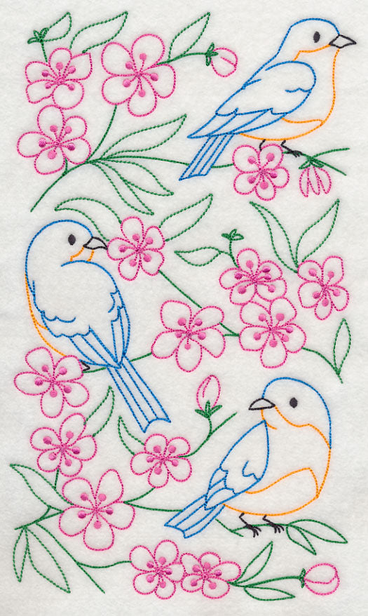 Bluebirds in Blossoms 1 (Vintage)