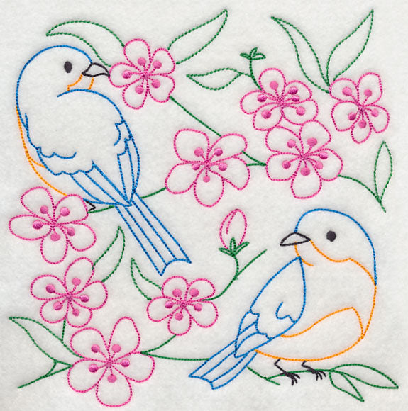 Bluebirds in Blossoms 2 (Vintage)