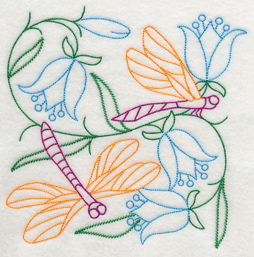 Dragonflies in Flowers 2 (Vintage)
