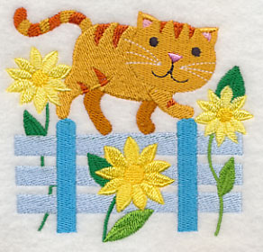 Cat in Sunflowers