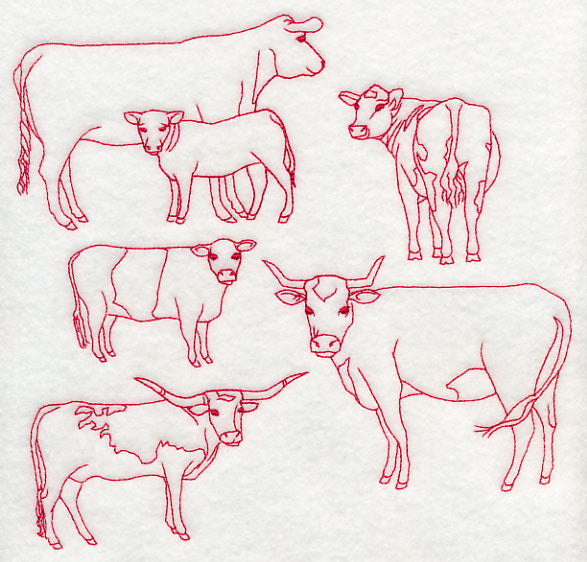 Cattle Medley (Redwork)