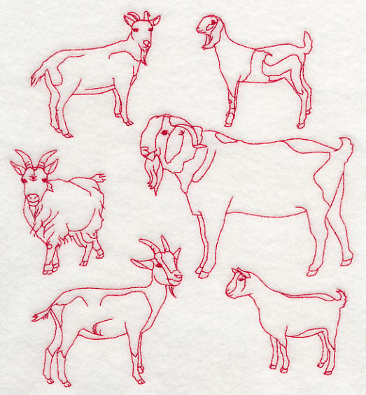 Goat Medley (Redwork)