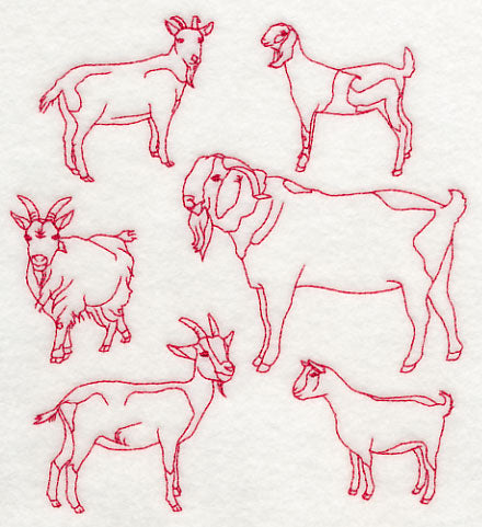 Goat Medley (Redwork)