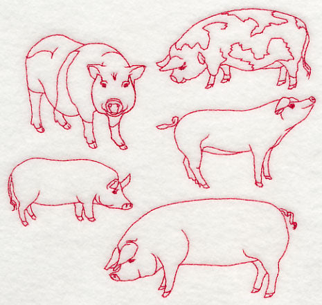 Pig Medley (Redwork)