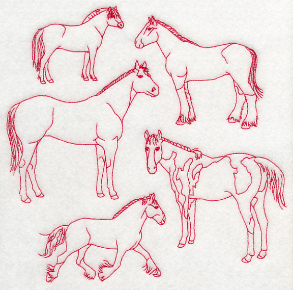 Horse Medley (Redwork)