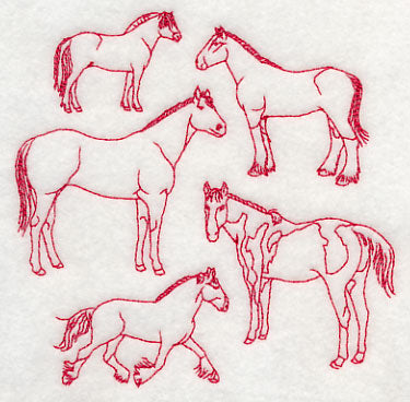 Horse Medley (Redwork)