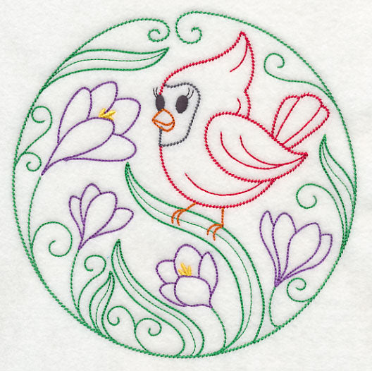 Cardinal and Crocuses (Vintage)