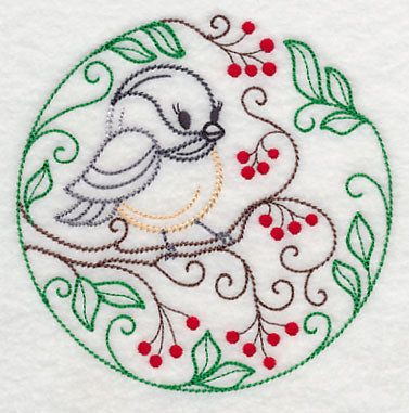 Chickadee and Red Berries (Vintage)