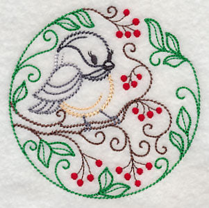 Chickadee and Red Berries (Vintage)