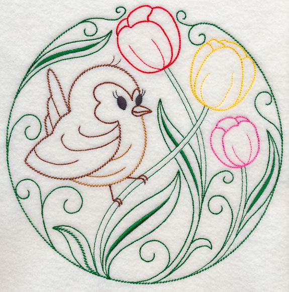 Wren and Tulips (Vintage)