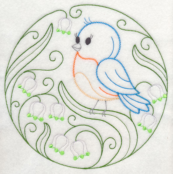 Eastern Bluebird and Spring Snowflakes (Vintage)