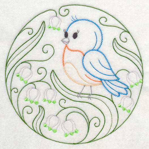 Eastern Bluebird and Spring Snowflakes (Vintage)